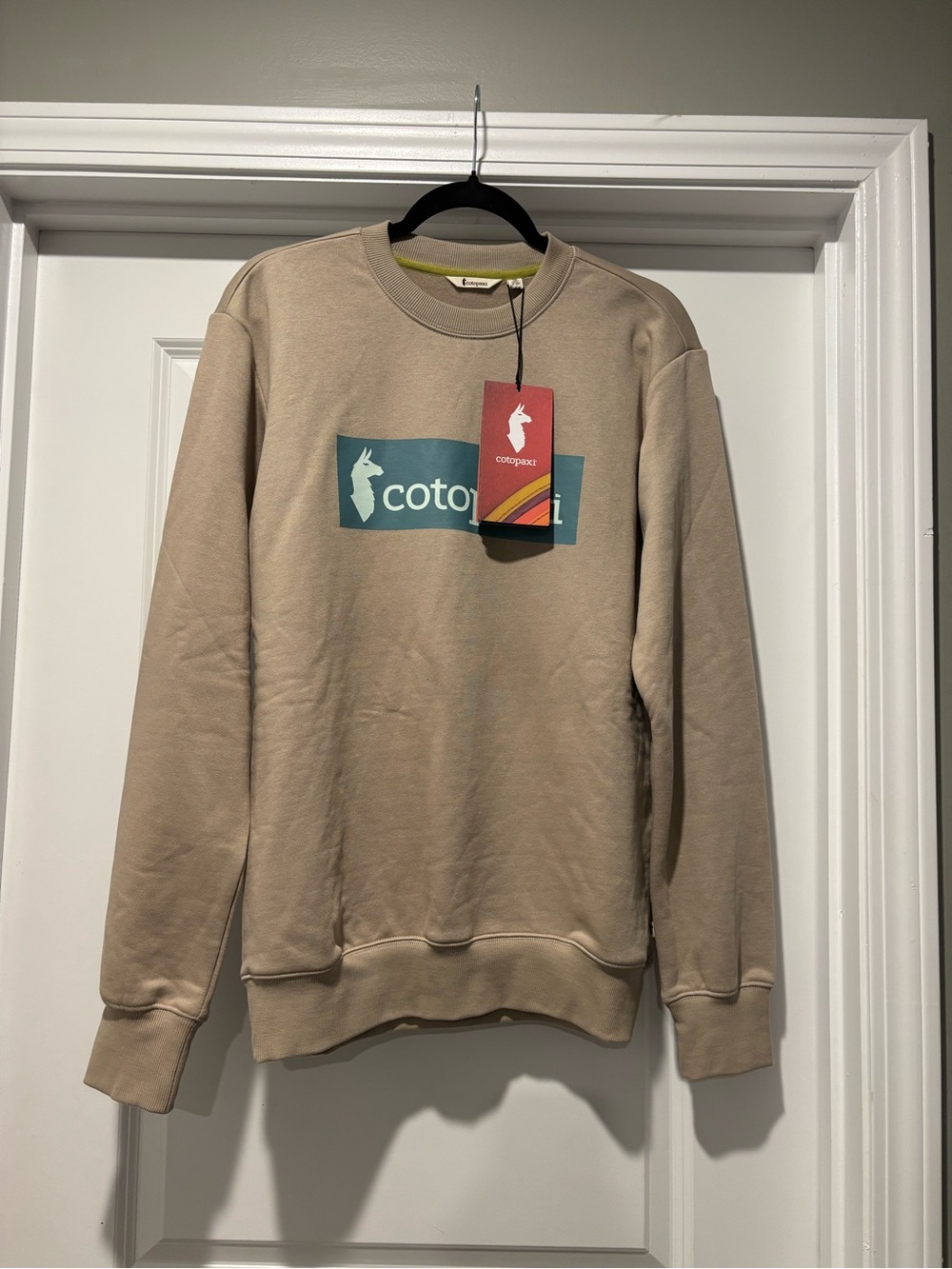 NWT Cotopaxi Icon Crew Sweatshirt-Pebble Men’s Small Cream and Light Blue
